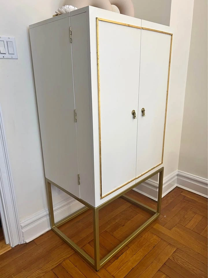 White and Gold Bar Cabinet