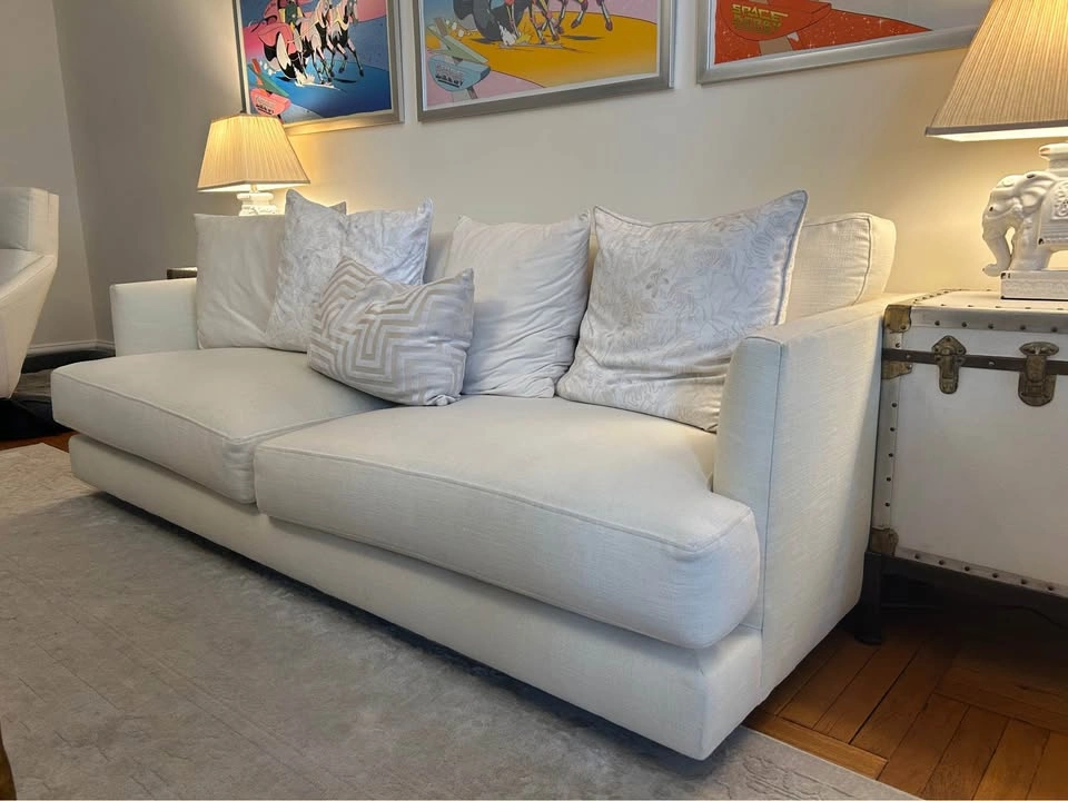 West Elm 84” Linen Weave Sofa in Alabaster - photo 3