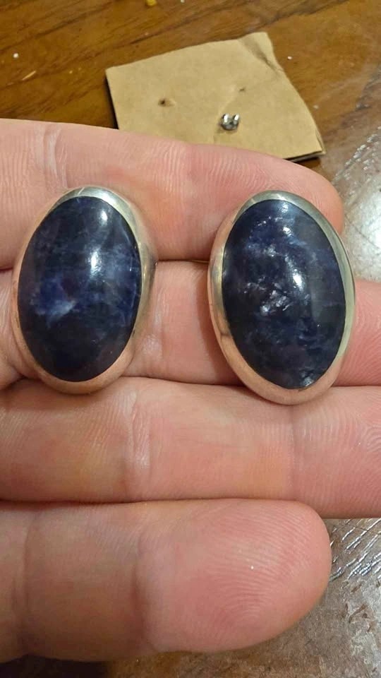 Vintage Mexico 925 Sterling Silver Stone Earrings