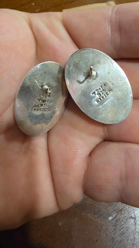 Vintage Mexico 925 Sterling Silver Stone Earrings - photo 2