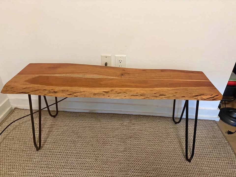 Solid Acacia Wood Bench with Hairpin Legs