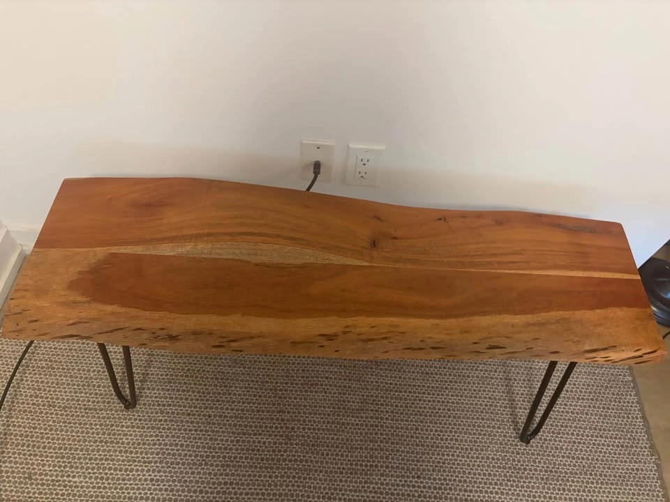 Solid Acacia Wood Bench with Hairpin Legs - photo 2
