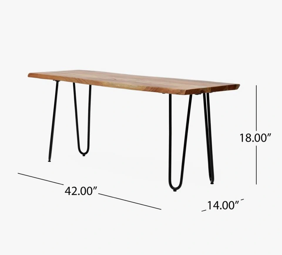 Solid Acacia Wood Bench with Hairpin Legs - photo 5