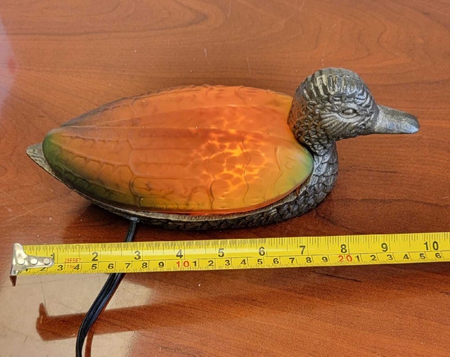 Mallard duck lamp glass and brass - photo 4