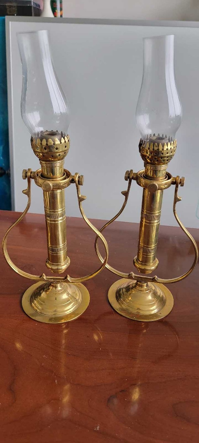 Vintage antique nautical gimbel lamps