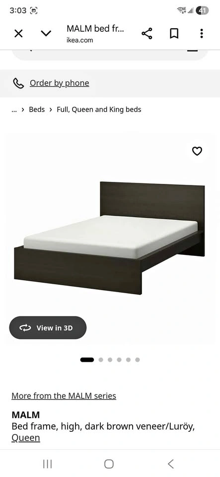 Ikea Malm Queen Bed - Brown with Slats