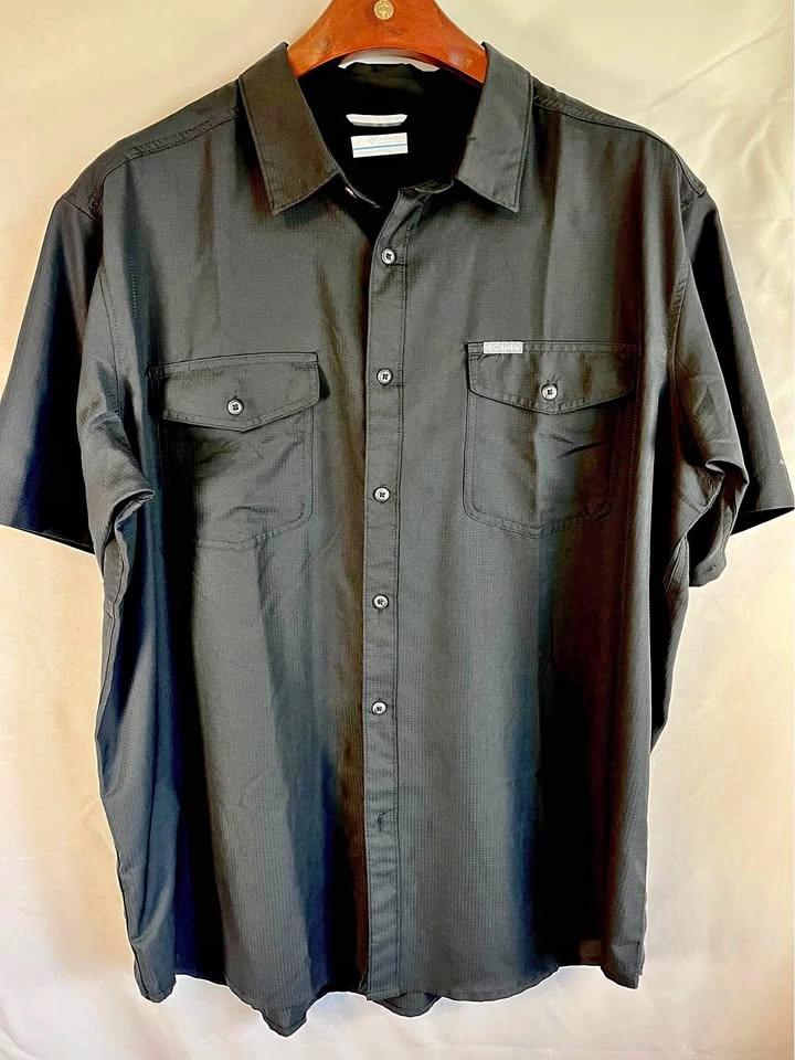 Columbia OMNI-WICK Black Short Sleeve Button Up Shirt 2X
