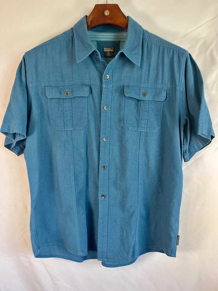 Royal Robbins XL Blue Short Sleeve Button Up Shirt