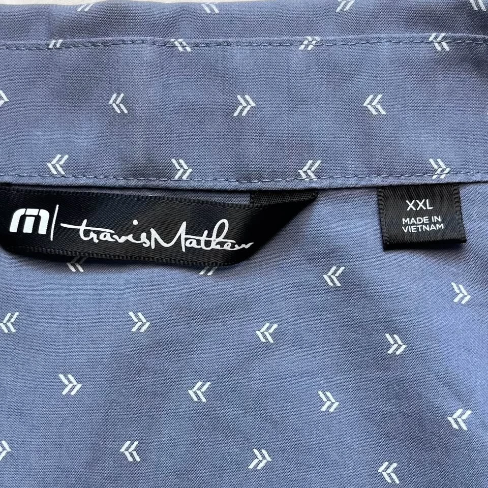 TravisMathew Blue Geometric Short Sleeve Button Up Shirt XXL - photo 2