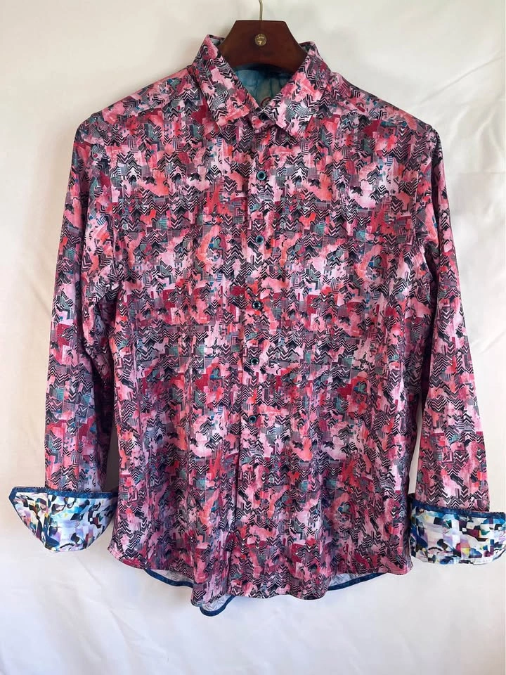 Robert Graham Men's Long Sleeve Button Up Shirt L Colorful Abstr - photo 2