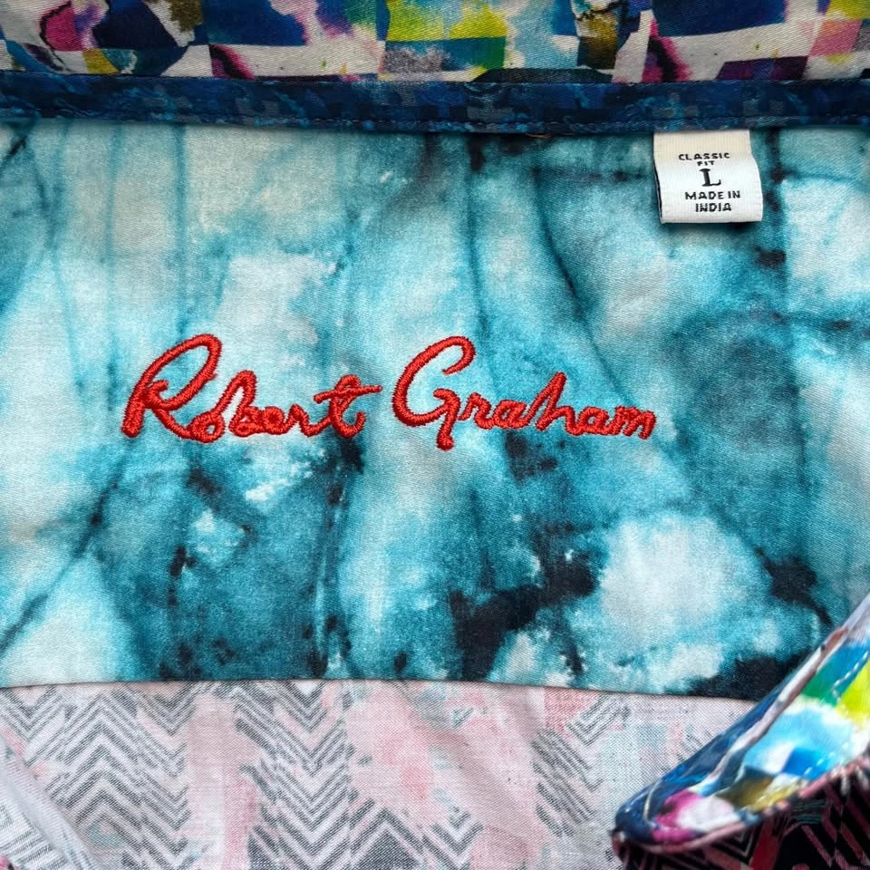 Robert Graham Men's Long Sleeve Button Up Shirt L Colorful Abstr - photo 4