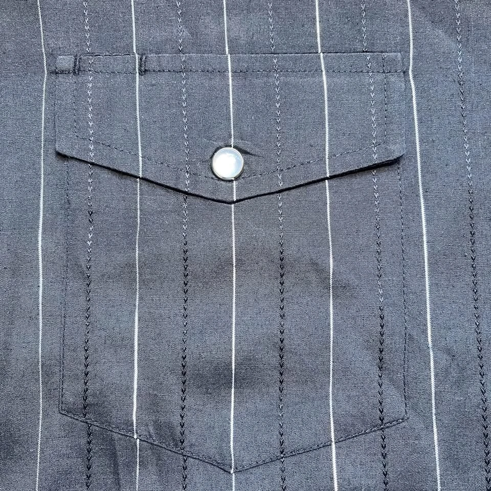 Black Roper Western Shirt with Silver Pinstripes - Men's L - photo 5
