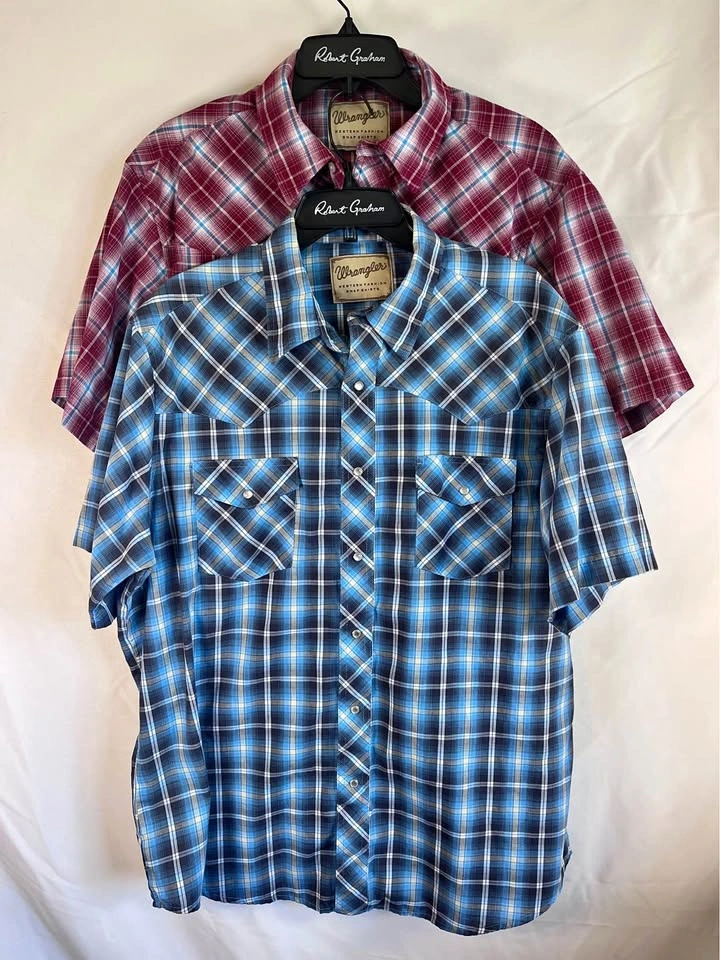 XL Wrangler Pearl Snap Western Shirts - 2 Pack
