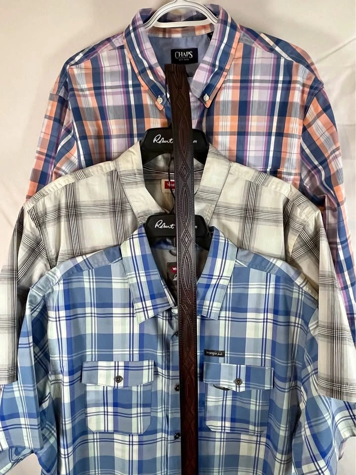 Men’s XL Stampede Bundle - 3 western shirts and a tooled leather