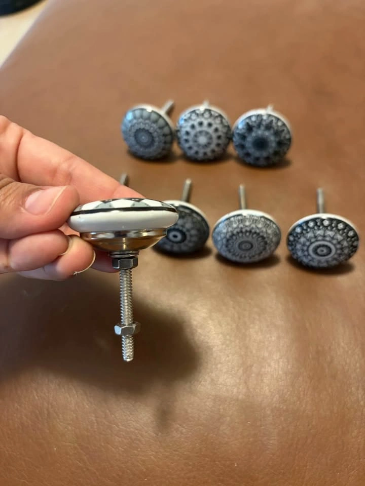 10 Ceramic Black White Mandala Drawer Knobs - photo 2
