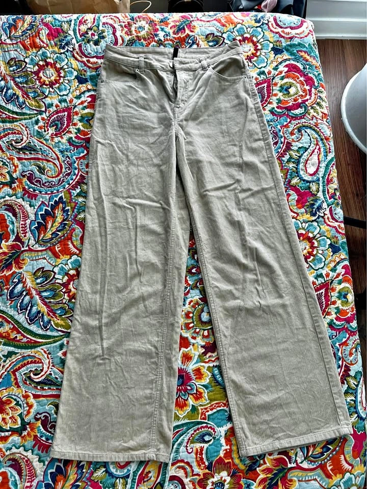 H&M Beige Corduroy Wide-Leg Pants