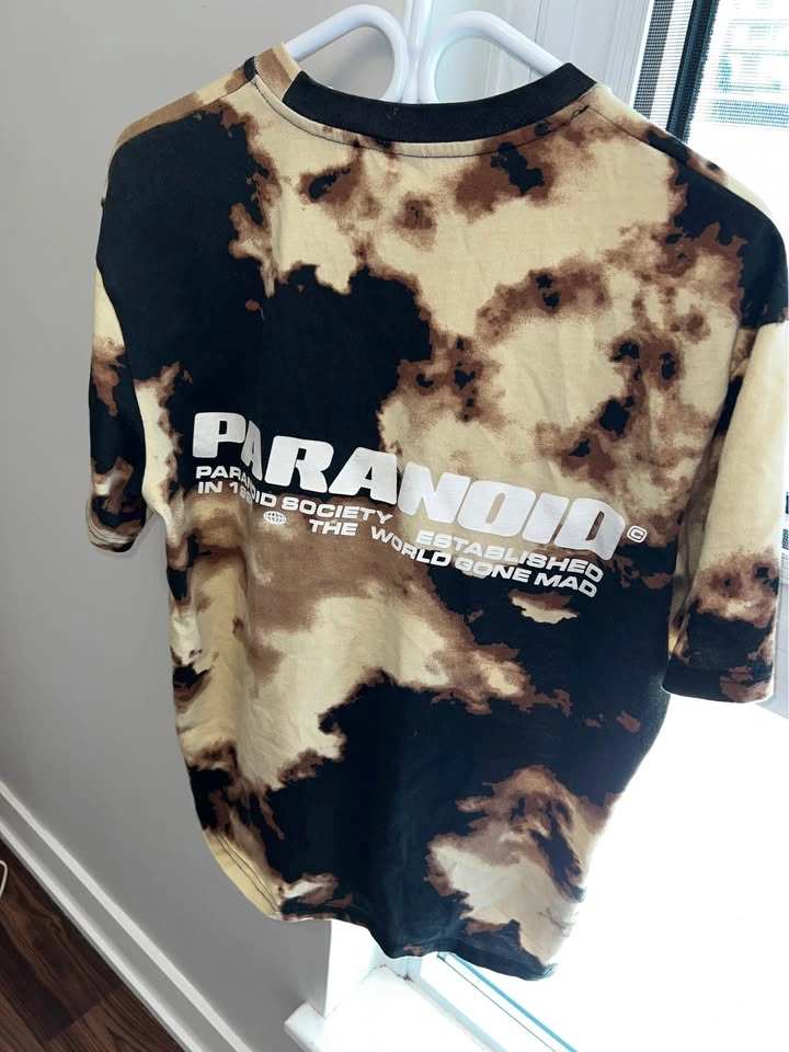 Paranoid Society Bleach Tie-Dye Graphic Streetwear Tee - photo 3