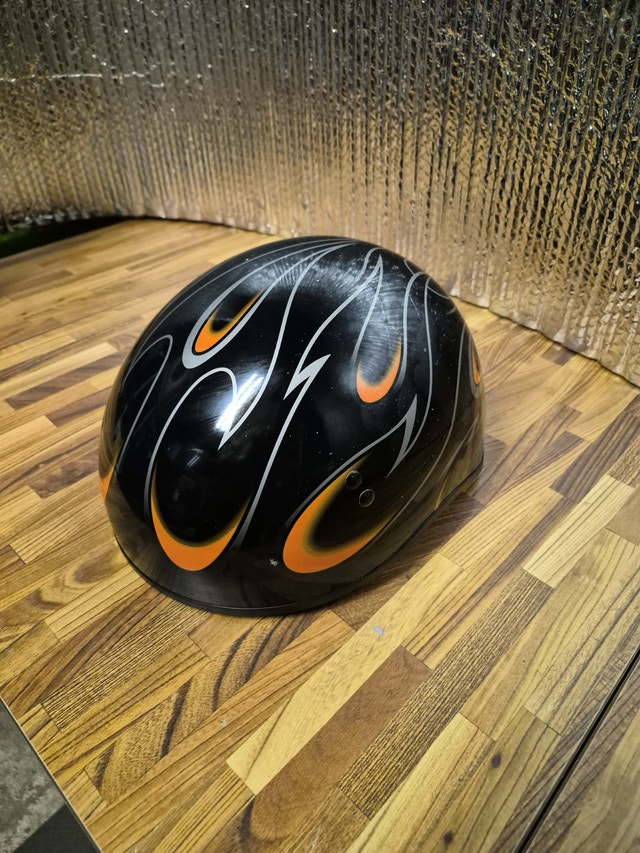 LARGE DOT motorcycle helmet 59-60CM black flames