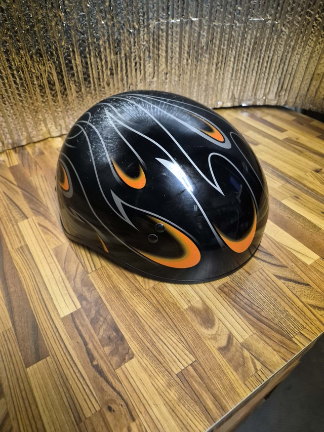 LARGE DOT motorcycle helmet 59-60CM black flames - photo 2