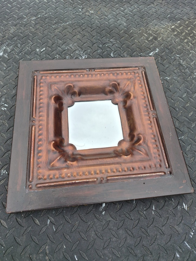 Small mirror dark bronze thick wall mount