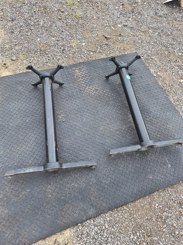 Black metal cast table legs restaurant inside outside, mountable