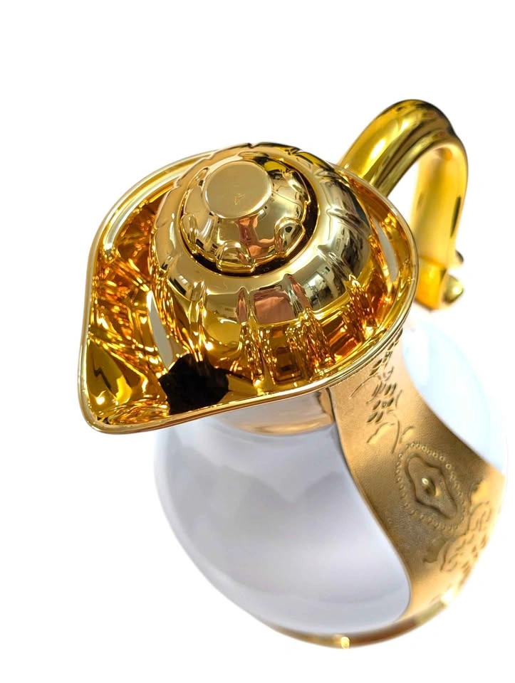 Elegant White & Gold Arabic Dallah Thermal Carafe - photo 3
