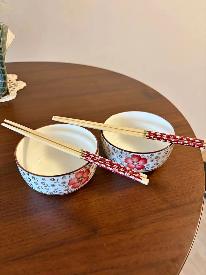 Ceramic Bowls and Chopsticks Set