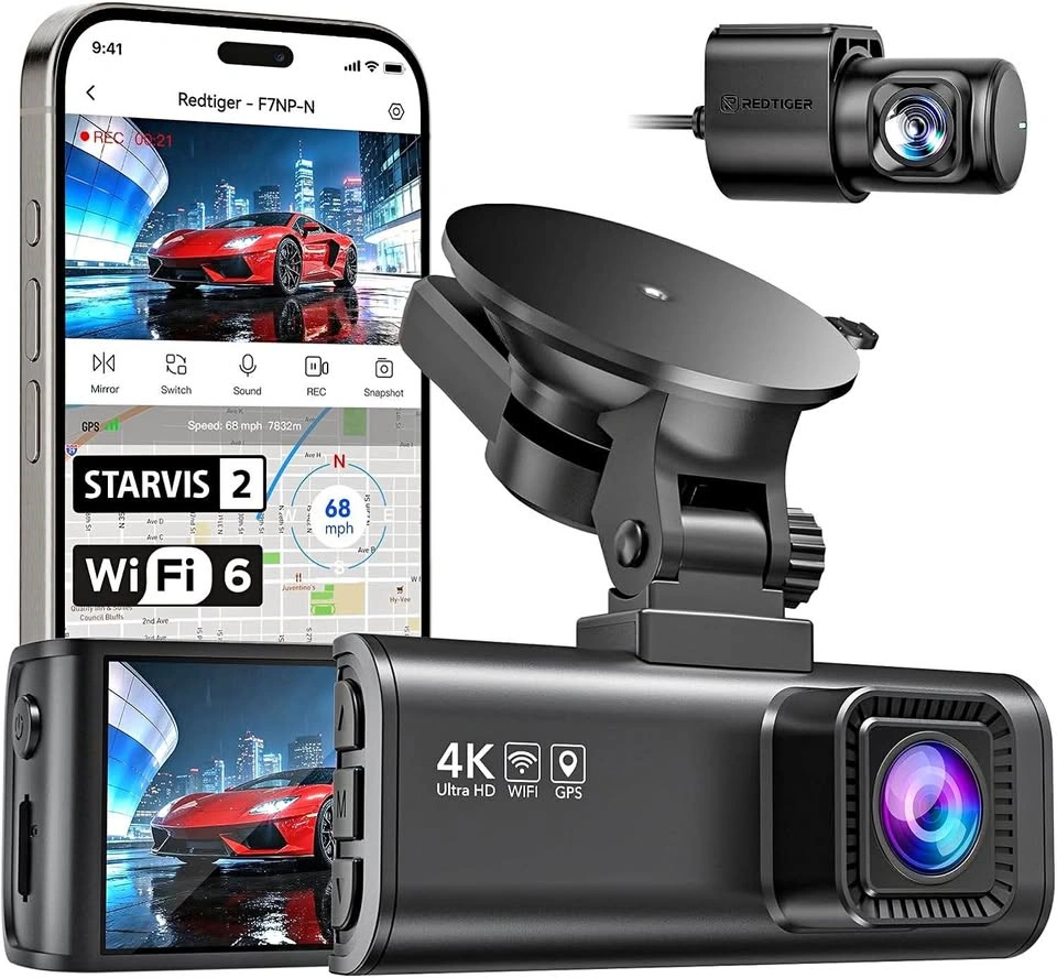 REDTIGER F7NP 4K Dual Dash Cam Front and Rear with GPS