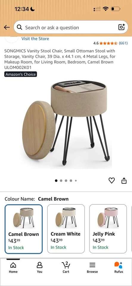 Vanity Stool Chair Small Ottoman Stool with Storage - photo 2