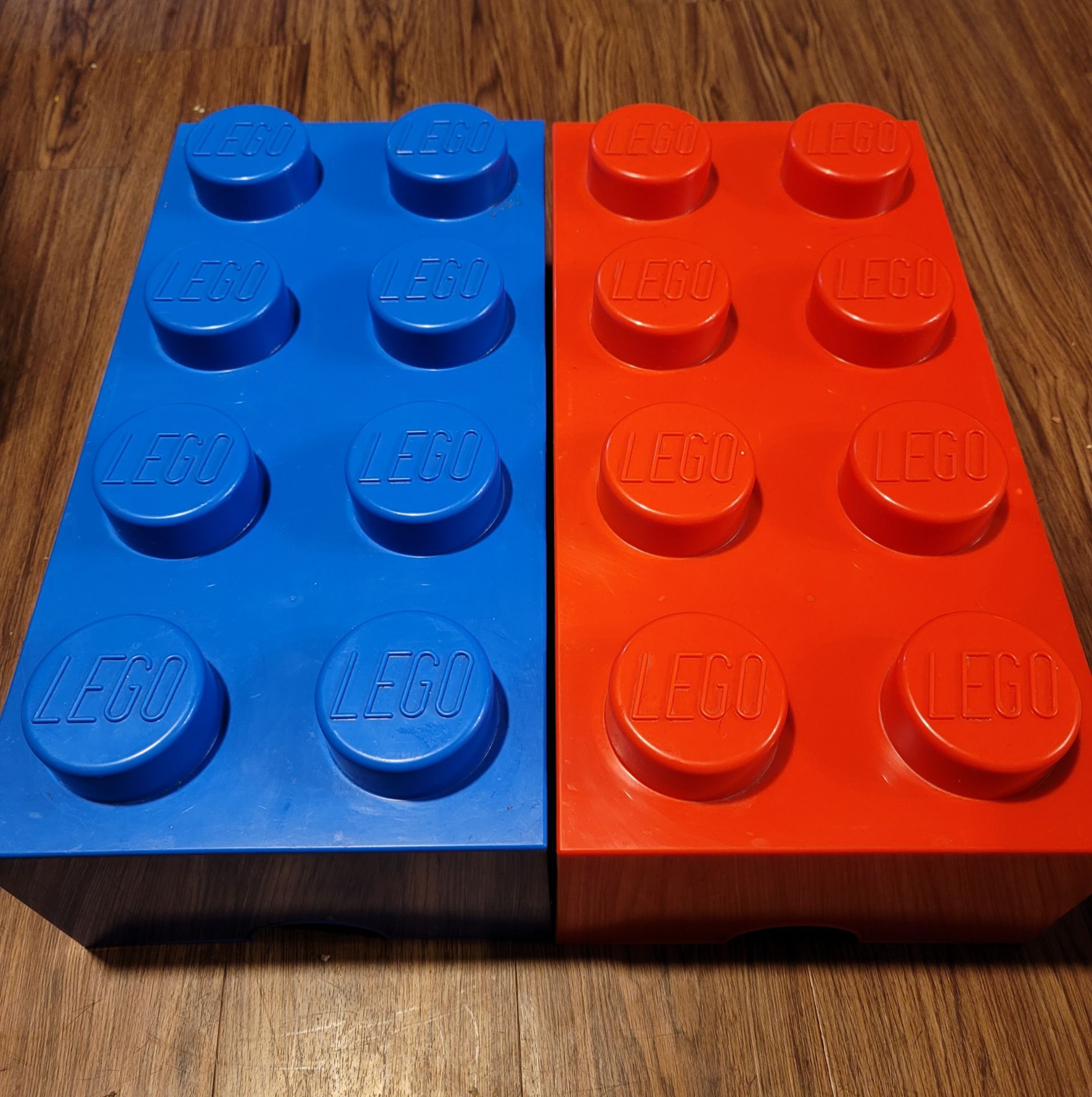 LEGO 8-Stud XL Blue & Red Brick Shaped Stackable Storage Contain