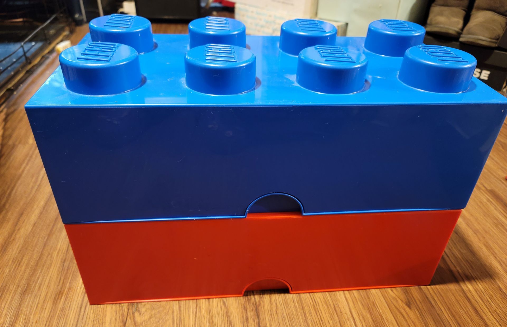 LEGO 8-Stud XL Blue & Red Brick Shaped Stackable Storage Contain - photo 2