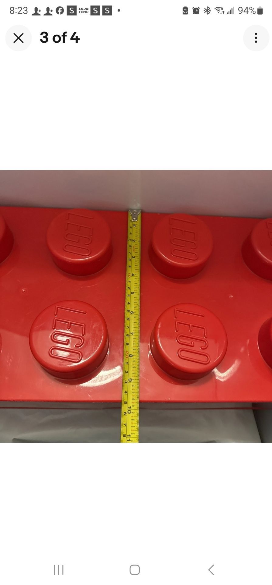 LEGO Large Stackable Storage Brick • 8 Knobs • Red • #4004 - photo 4