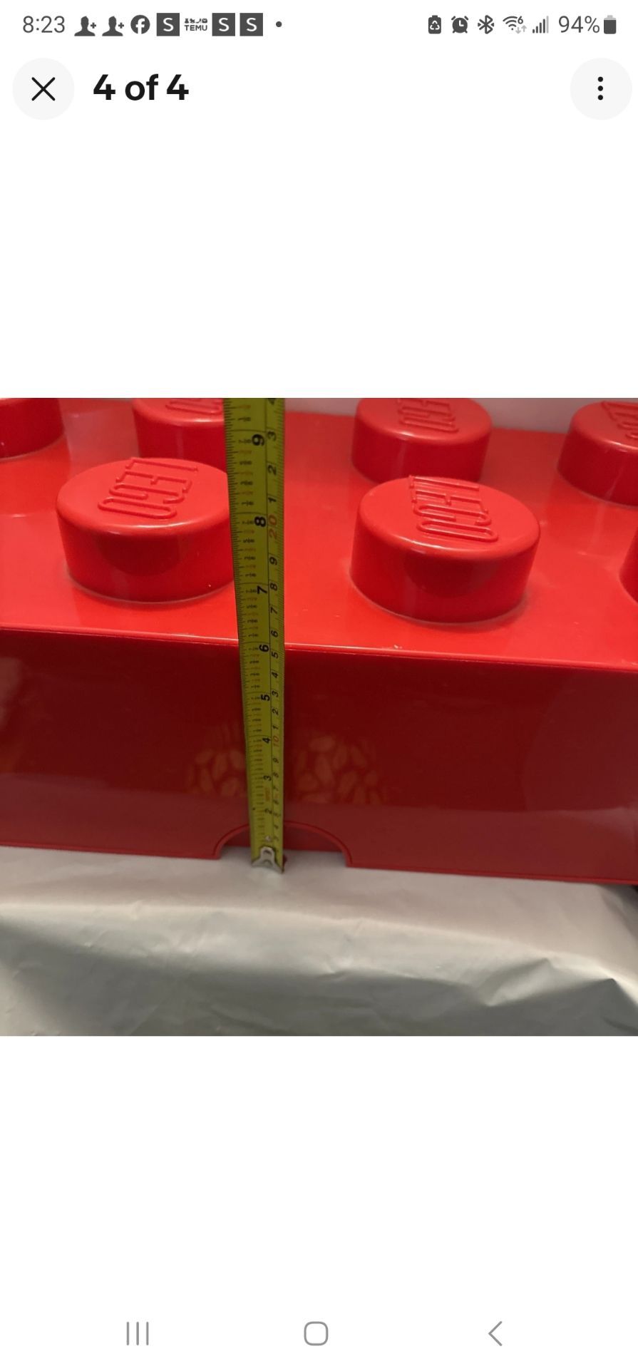 LEGO Large Stackable Storage Brick • 8 Knobs • Red • #4004 - photo 5