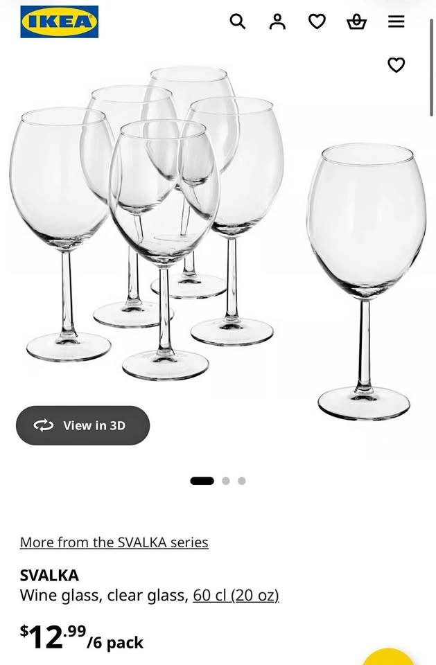 IKEA SVALKA Glasses – Set of 12 (2 Boxes × 6)