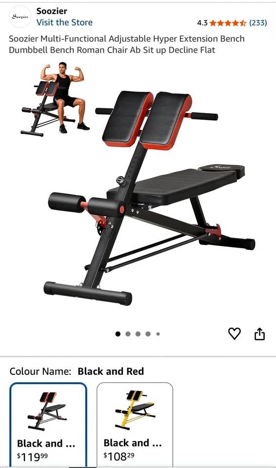 Soozier Adjustable Sit-Up Bench / Ab Workout Bench
