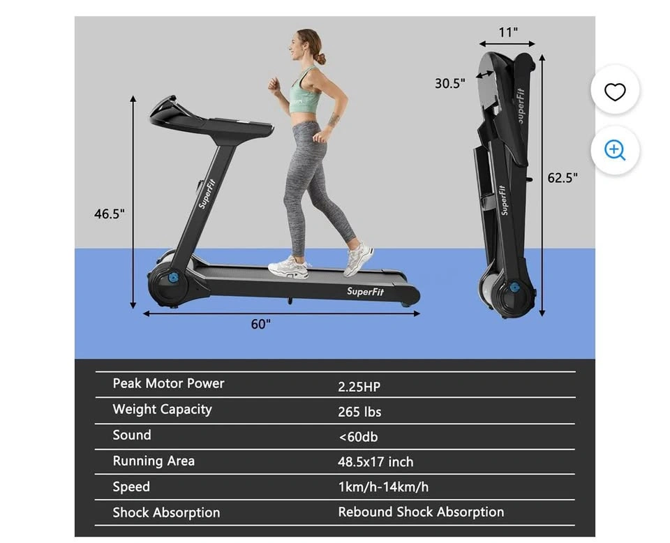 SuperFit Folding Treadmill – Excellent Condition – Compact Home - photo 4
