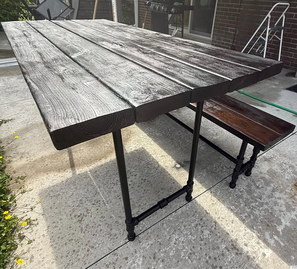Rustic Solid Wood Picnic Table with Matching Bench - photo 3
