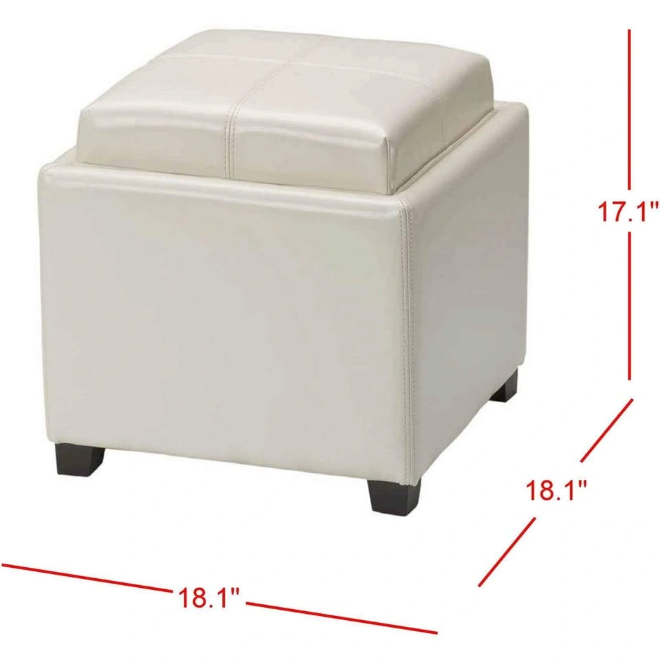 Wide Faux Leather Square Ottoman with Storage - photo 3