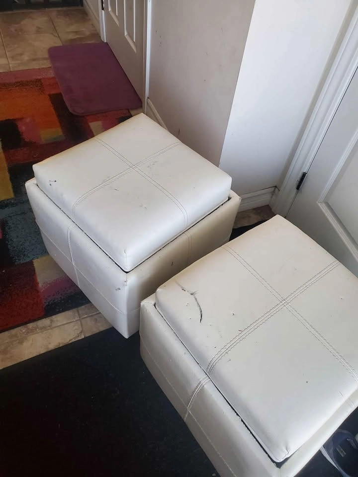 Wide Faux Leather Square Ottoman with Storage - photo 5