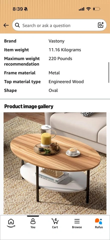 Vastony Oval Coffee Table - photo 2