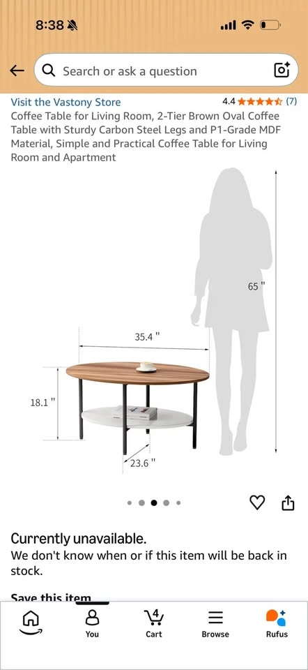 Vastony Oval Coffee Table - photo 3
