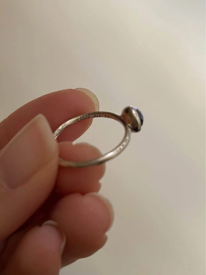 Pandora size 6 Silver Blue Stone Ring no box - photo 2