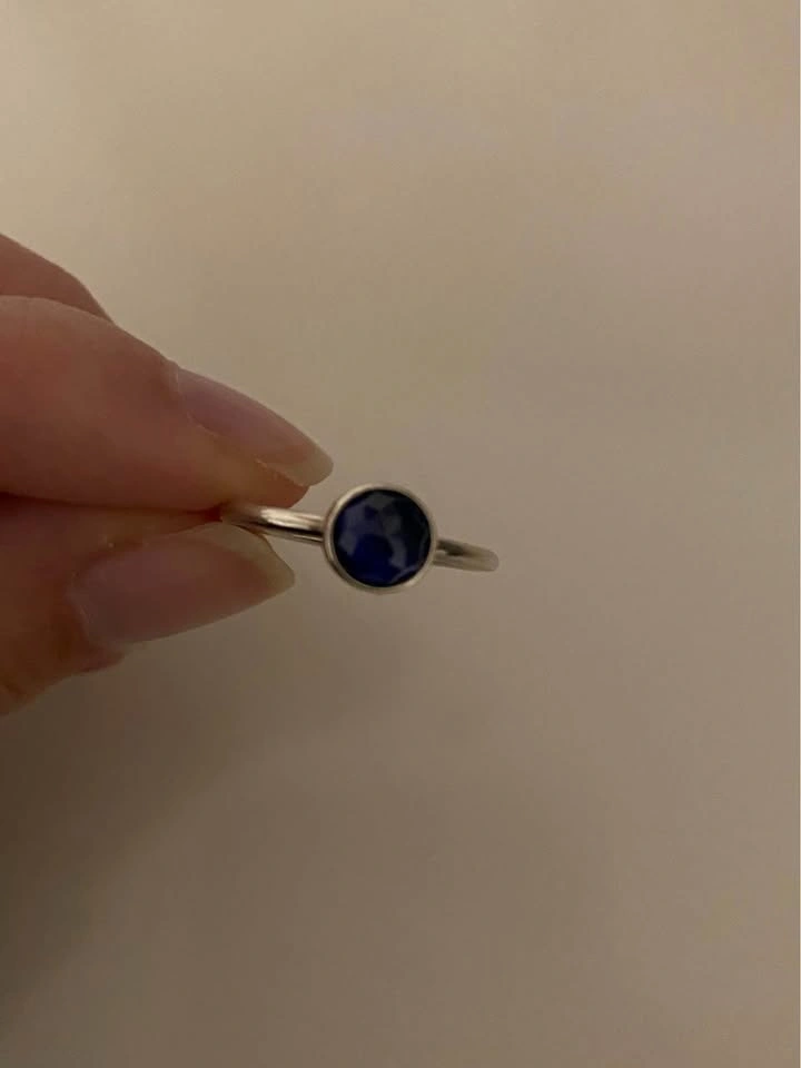 Pandora size 6 Silver Blue Stone Ring no box - photo 5