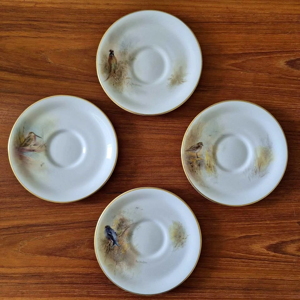 Vintage Hand-painted Porcelain Plates - Royal Worcester, England