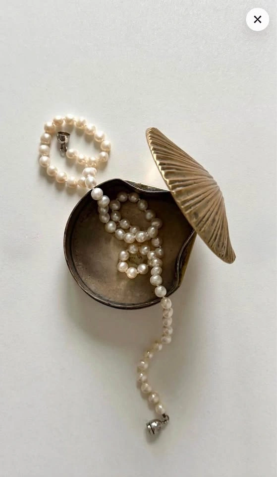 Vintage Brass Clam Shell Trinket Box