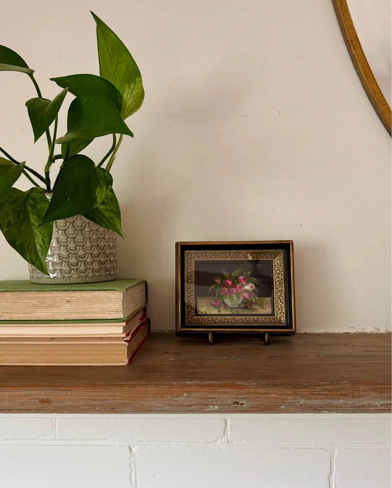 Vintage Original Floral Oil Painting – Miniature Framed Artwork - photo 2