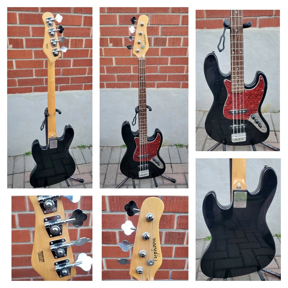 $250 Typhoon Jazz Bass Guitar - Black