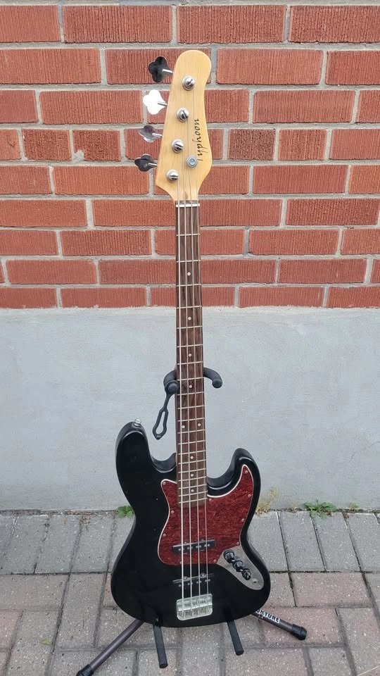 $250 Typhoon Jazz Bass Guitar - Black - photo 2