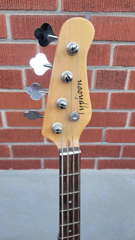 $250 Typhoon Jazz Bass Guitar - Black - photo 4