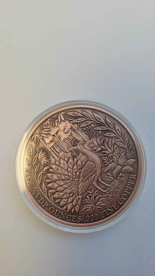 5oz Avdp Collectible 999 Copper Mystic Night Peacock in Capsule - photo 2